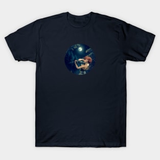 Girl play violin for the moon T-Shirt